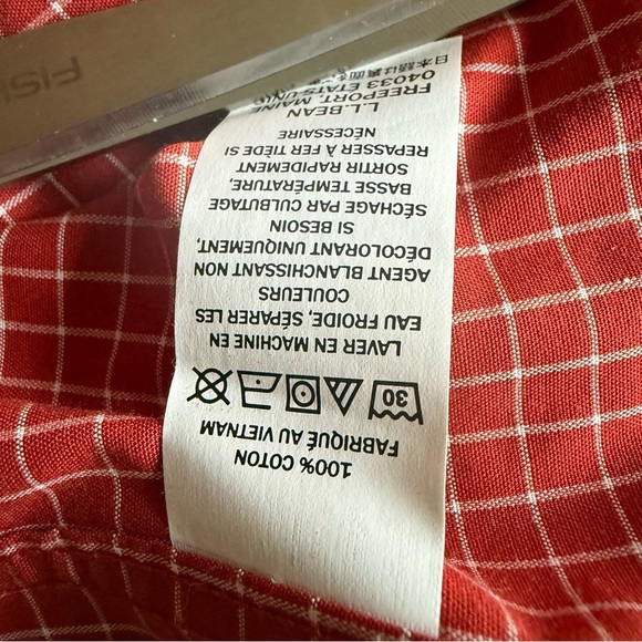 LL Bean Men’s Traditional Fit Red/ rust check Long Sleeve Button Down Size L - Picture 8 of 9